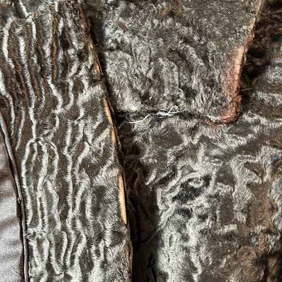 VINTAGE BLACK PERSIAN LAMB COAT WITH MINK COLLAR . 60s swing . SZ M-L - Picture 10 of 10